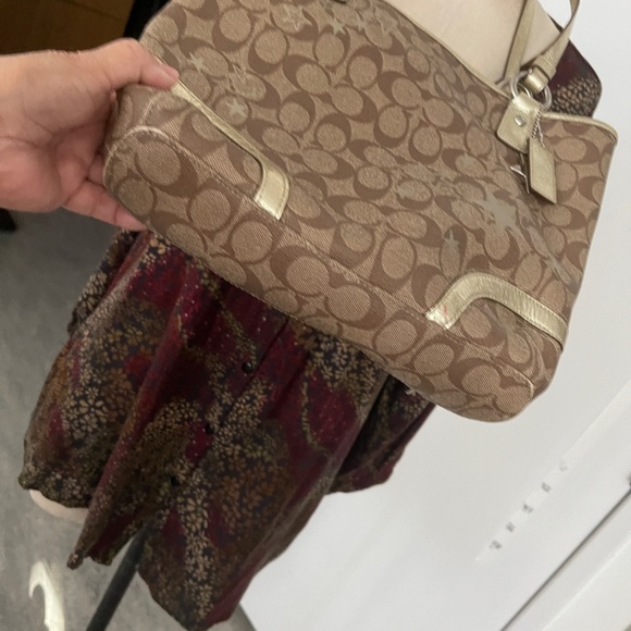 Coach Heritage Star Print Signature C Gold Brown Tote Bag MSRP $298.00 - Picture 11 of 11